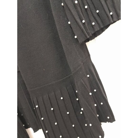 Chico's Pleated Faux-Pearl Accent Classy Long Open Cardigan Black Size 3P - Picture 5 of 10